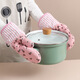 Household thickened insulation gloves oven baking anti-scalding and high temperature resistant gloves kitchen steamer microwave oven special gloves pink flowers