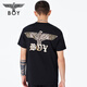 BOY LONDON春男女同款短袖仿烫金环形印花老鹰潮牌T恤N01903 黑色 L