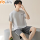 
Modal ice silk pajamas men in summer round neck short sleeve casual teenager men can wear home clothes suits outside 09M15606 XL 120-140Jin [Jin equals 0.5 kg]