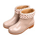 Aolie Regenstiefel für Frauen mit niedriger Zylinder Nicht-Schlupf-Modeküche Frauen Regenstiefel Kurzzylinder modische Wasserschuhe Rindfleisch Sehnen Sohle Kleidung resistente Regenstiefel rot (Einzelschuhe) 38