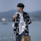 Baiqueting short-sleeved shirt jacket for men in summer new ice silk cool shirt for men men's fashion brand loose casual jacket for men white XL