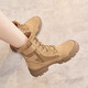 
TanXun Martin Boots Women's 2025 New Short Boots Women's Thick Sole Reverse Velvet Casual Shoes Women's Couple Hiking Hiking Shoes Women Brown Single Layer 36