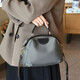 Gusennu mit Cowhide Einfacher Nylonbeutel One-Shoulder-Schalenbeutel wasserdichte leichte Oxford-Stoff-Cross-Body-Bag Frauenhandschelig-Knödel Beutel Haze Blau Blau