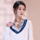 上海故事（STORY Of SHANGHAI）真丝丝巾女春夏百搭真丝小方巾领巾生日礼物女 骑士马鞍海蓝