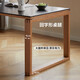 Mesa de comedor de piedra maciza de madera de madera Genji Mesa de comedor de madera de cereza Simple Restaurante Mesa de comedor rectangular Combinación de piedra negra pura (1804*854*750 mm)