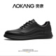 Aokang Men's Shoes Winter 2025 New Genuine Leather Fashionable Breathable Casual Shoes Men's Business Commuting Thick Sole Heightening Leather Shoes Men Black 40