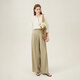 
Fan Silanen round neck lazy shirt summer wear seven-quarter sleeve texture contrast cotton linen shirt 24FS12211 Beige XL