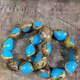Fat Donglai's new blue amber bracelet with leather, amber raw stone, beeswax bracelet, men's and women's high
