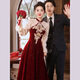 Li Baixin Chinese style cheongsam toasting dress 2025 new bride wedding luxury autumn and winter red wedding dress engagement dress spring burgundy long style L recommended 100-110Jin Jin equals 0.5 kg