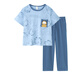 Emberlove Kinderpyjamas Jungen Sommer neue pure Baumwollkinderkinder-Kurzarm-Langhosen Jungen Jungen runden Hals Home Kleidung N9903 [kurz und lang] 150 s Größe 65-80jin [Jin gleich 0,5 kg]