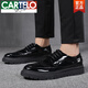 Cartelo Herrenschuhe Frühling koreanischer Stil Brockschuhe formale Lederschuhe Herren Britische Männer lässige Lederschuhe glänzende Lackleder trendy Schuhe 881 Black 41 Herrenstil