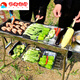 Basu BBQ Grill Outdoor Große 15 Menschen Edelstahl Grill Holzkohlegrill Holzkohle Grill Outdoor Grill Kohlenstoffgrill Extra großer Grill 73*28*76 cm Kohlenstoffpaket 5