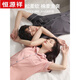 Hengyuanxiang pajamas couple pure cotton home clothes for women in summer thin short sleeves can be worn casual loose suit for men 16836 light gray-men XS 160