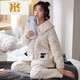 Pajama de algodón de algodón de terciopelo de coral de alta gama de FMSeruios para mujeres en invierno de tres capas de peluche para mujeres para mujeres Flanela de invierno MFB12162 Mujeres M