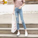 SORRYNAM破洞牛仔裤女2021新款夏季高腰显瘦百搭直筒薄款九分裤宽松阔腿潮 浅蓝色688# (收藏关注优先发货) 29码 116-125斤