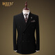 Leshili high-end handsome suit suit male groom wedding dress slim stretch black business casual suit suit arch line double button black 2-piece set (jacket + pants) 180/52/XL default size 33 pants