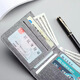 Chajin Canvas Wallet Herren Trendy Brand Fashion Einfacher ungezwungener Studenten Brieftasche Multifunktion Führerschein integrierter Tasche Multi-Card-Kartenbeutel grau und weiß