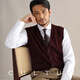 CULTUM100% Merino wool business casual men's vest knitted vest retro V-neck cardigan suit inner wear ivory white M