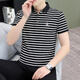 UOSO International First-Line Luxury Herren hochwertiger Streifenpolo-Pullover Revers Short Sleeve T-Shirt Herren Sommer halb Ärmel Männer Schwarz-Weiß Striped Q753 Lapel Short Sleeve m