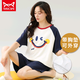 Catman Miiow Pajamas nuevos con almohadillas en el pecho para mujeres para el verano de algodón puro de manga corta al estilo coreano casual se puede usar ropa de dos piezas para el hogar.