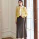 ROEYSHOUSE LOOK Stylish Led-Linged Wrinkled Shirt Autumn New Intellectual Professional Shirt Apricot Top 11166 Apricot S