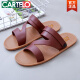 卡帝乐鳄鱼（CARTELO）泰国越南进口天然橡胶凉鞋男潮2025新款开车露趾休闲爸爸沙滩鞋子 棕底棕带686 42 (265mm)
