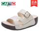 CARTELO Echtleder-Sandalen für Damen, 2025 Sommer, neue vielseitige Sandalen mit dicken Sohlen für Damen, rutschfest, einfache weiche Sohle, Oberbekleidung, Damenschuhe, Beige, 37