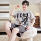 2025 new pajamas men's summer pure cotton short-sleeved summer men's teenager cartoon large-size home clothing set DMY6621 3XL (185) Recommended weight 180 Jin [Jin equals 0.5 kg]