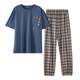 Yiduo couple pajamas men's summer thin cool cotton short-sleeved trousers summer casual large size women's home clothes set