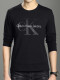
CK Spring and Autumn Men's Long Sleeve T-shirt Round Neck Slim Large Size Cotton Casual Autumn Clothes Youth Letter Base Shirt 878 Blue M