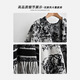 瑜尚臻品复古水墨画花纹披肩女秋冬季旅游百搭保暖围巾加厚流苏斗篷 黑白