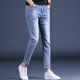 
KuRenTou summer thin blue nine-point jeans men slim feet 2023 new elastic men's pants 9-point trousers men Q1049 gray nine-point 29