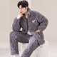 
Modal's new men's autumn and winter three-layer cotton pajamas coral velvet plus velvet thickened flannel home clothes winter suit dark brown M6627 3XL [165-195Jin[Jin equals 0.5 kg]] three-layer thickened
