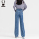 [Qualität neues Produkt] Hipanda Straight Jeans für Frauen im Sommer hoher Taille Doppelknopf lose Schlampenboden mit Breitbeinhose für Frauen dunkelblau m