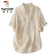 
Woodpecker (TUCANO) Tiansi Ramie Short Sleeve Shirt for Women in European Summer Light and Breathable Fashionable Literary Style Loose Casual Lapel Top Pink L [Suggested 110-130Jin [Jin equals 0.5 kg]]