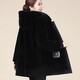 
Ancient Invincible Sheep Lady's Hooded Sheepskin Wool Parker Fur Integrated Fur Parker Thickened Warm Winter Women's Navy Blue XL 50