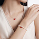 Chow Tai Fook ENZO Red Heart 18K Gold Carnelian Pearl Love Bracelet 16.25cm EZV8385