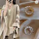 Antime sweater cardigan brooch pearl light luxury anti-exposure pin silk scarf buckle exquisite high-end temperament large shawl fixed buckle silver