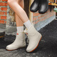 Feiyuega Mode Regenstiefel für Frauen im Freien im Freien mittelschwerem Regenstiefel Wasserschuhe nicht rutschfeiner Küchenautos Waschanwaschanlage Weiche Sohle Gummischuhe weiß braun 37