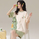 
Jingpufei summer loose large size cartoon short-sleeved women's pajamas and home clothes set 687 carrots fast running 170 M size [suggested 80-90 Jin [Jin equals 0.5 kg]]