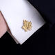 Gemelos de hojas de arce doradas bellamente hechos, broche de camisa francesa, accesorios para abrigos de traje de hombre, gemelos de cuello, camisa, puños ligeros de lujo, un par de hojas de arce doradas