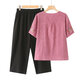 
Langshe Fat Mom Summer Cotton and Lines T-shirt plus a large size of 200 Jin [Jin equals 0.5 kg] Short-sleeved top for middle-aged and elderly people to relax and casual single piece pink top [2603#] 6XL Recommended 180-200 Jin [Jin equals 0.5 kg]