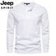 JEEP SPIRIT Jeep Henry shirt men's autumn heavyweight t-shirt pure cotton long-sleeved Henry collar men's business bottoming shirt slim top navy blue 3XL weight 190-210Jin Jin equals 0.5 kg