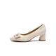 
Red Dragonfly Leap Moon Shoes High Heels 25 Spring Thick Heels Women's Shoes Pointed toe Workplace Small Leather Shoes Single Shoes WLB15124 Beige White 40