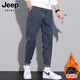 JEEP SPIRIT牛仔裤男士冬季2024新款修身小脚长裤潮牌休闲水洗裤子男 866蓝灰 加绒 33