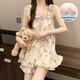 Shimba Rabbit Hosenders Pyjamas für Frauen im Sommer mit Brustpolsterhülsen und süßer und süßer Anzug für Schüler Mädchen Home Clothes JDX-9721 L (Empfohlen 100-115Jin [Jin ist gleich 0,5 kg])