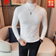 Pierre Cardin men's mid-collar long-sleeved stretch bottoming shirt slim solid color spring and autumn all-match half turtleneck T-shirt trendy knitted black (half height) L (110-125Jin Jin equals 0.5kg)