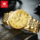 Olevs Swiss Certified Brand Watch Herren Mechanical Watch Luminous wasserdicht vollautomatisch Herren Uhren Business High-End Watch Herren Olevs-6630-Steel-Gürtel Vollgold