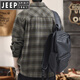 JEEP SPIRIT High Street Trend Heavy Thick Plaid Shirt Jacket Men's Autumn and Winter Long Sleeve Jacket Plus Velvet Men's Shirt 815 Brown Style Plus Velvet XL Recommended Weight 140-160