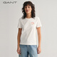 Gant/Gante New Damen-Tops modische, vielseitige, einfache und bequeme Muschelsticke mit kurzärärmernem, festen Farben runden Nacken T-Shirt 671-Pink L.